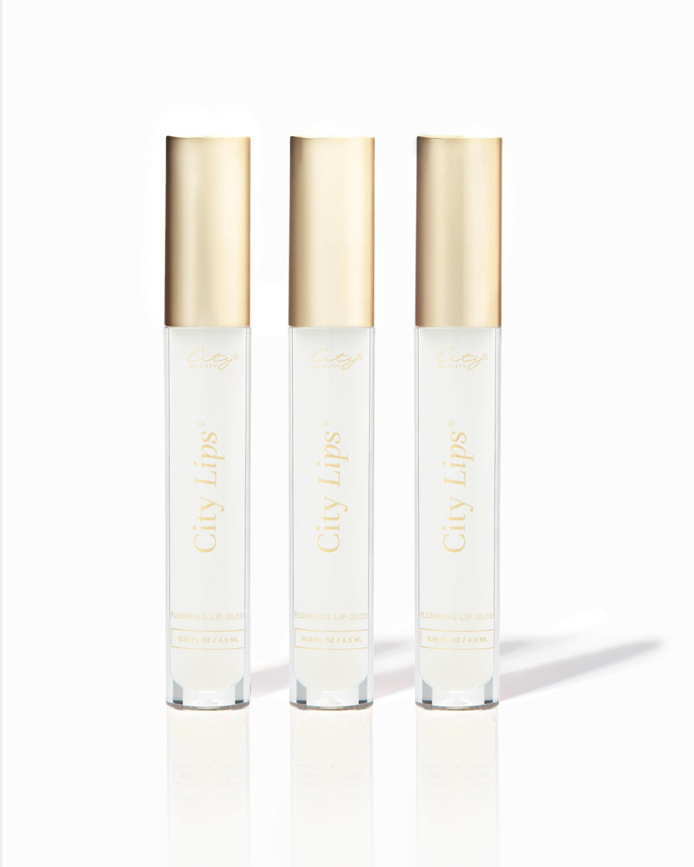 City Beauty City Lips Clear gloss pack3 bottle with high shine and hydrating feel