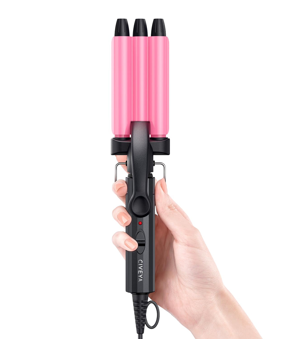 CIVEYA mini crimper close-up on short-hair barrel for quick, voluminous texture.
