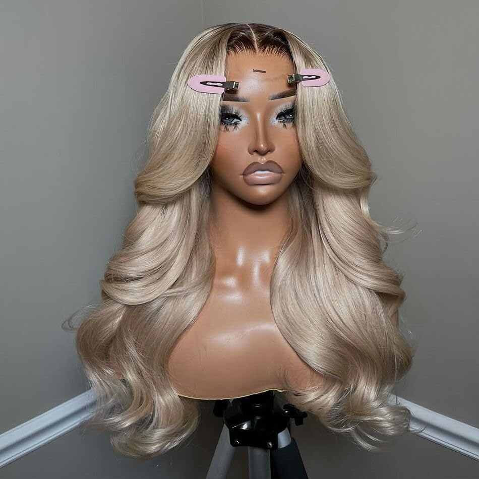 CIYOO 200% density milk tea ash blonde wig front view for full volume
