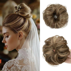 CJL HAIR 2PCs small messy bun ash blonde adds lightweight volume for thin hair