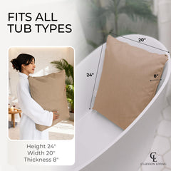 Claessonliving bath pillow wide soak area enhances relaxation during indulgent bath sessions.