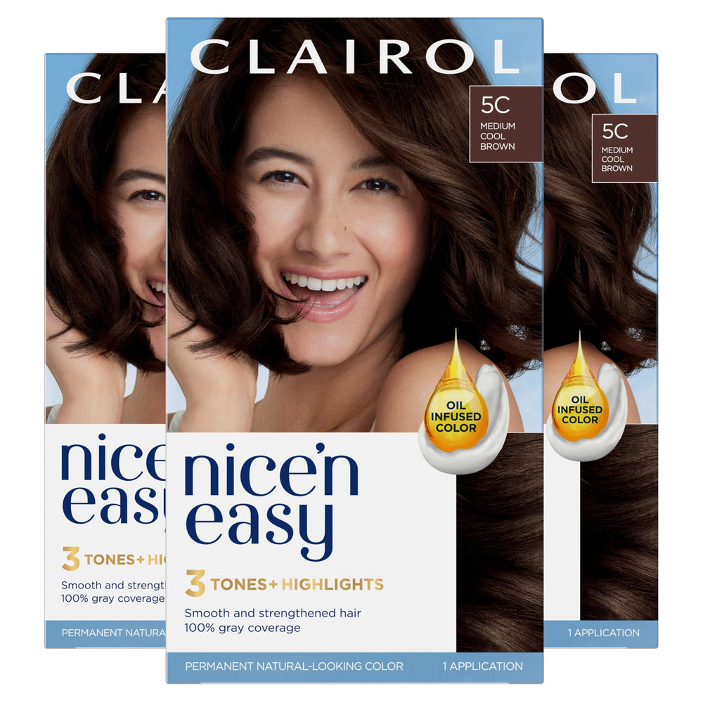 Clairol Nice'n Easy 5C bottle ready for root-to-tip color application