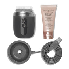 Interchangeable brush heads on Clarisonic Alpha FIT support different skin needs.