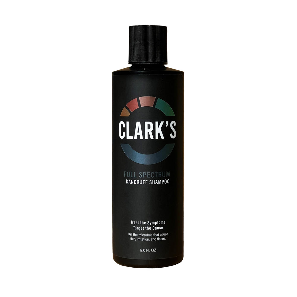 Clark's Full Spectrum Dandruff Shampoo bottle for targeted scalp care and flake control