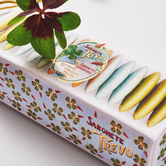Claus Porto Trevo soap set close-up highlights creamy lather and shea oil.