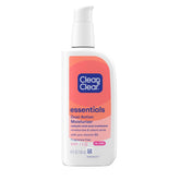 Clean & Clear Essentials Dual Action Moisturizer bottle pouring for oil-free hydration to support acne-prone skin