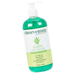 Clean + Easy Aloe Vera Gel bottle after wax for soothing post-wax care.