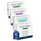Clean Skin Club Clean Towels XL Holiday Gift Box showcases four towel types for skincare on the go