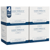 Clean Skin Club Clean Towels XL pack front view shows 200 disposable towels for daily skincare.