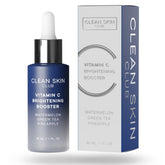 Clean Skin Club Vitamin C Serum bottle closeup highlighting brightening potential for uneven skin tone.