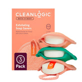 Cleanlogic bath exfoliating soap saver pack in assorted colors for daily cleansing.