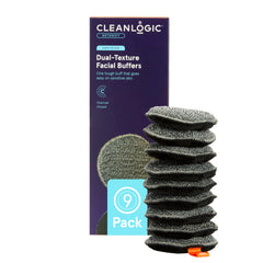 CleanLogic charcoal dual-texture pad with soft microfiber side for makeup removal
