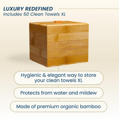 CLEAN SKIN CLUB Bamboo container removable cover for easy refilling and hygiene.