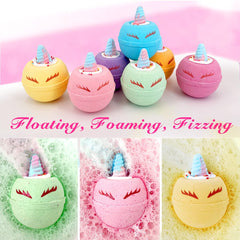 Clear and Fresh unicorn-bath-bombs-coloured-water demonstrates sensory color and fizzy fun without tub staining.