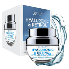 Clear Beauty Hyaluronic Retinol Face Moisturizer tube closeup showing rich hydration for dry skin