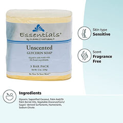 Clearly Natural unscented glycerin bar soap lather demonstrates gentle cleansing for sensitive skin.
