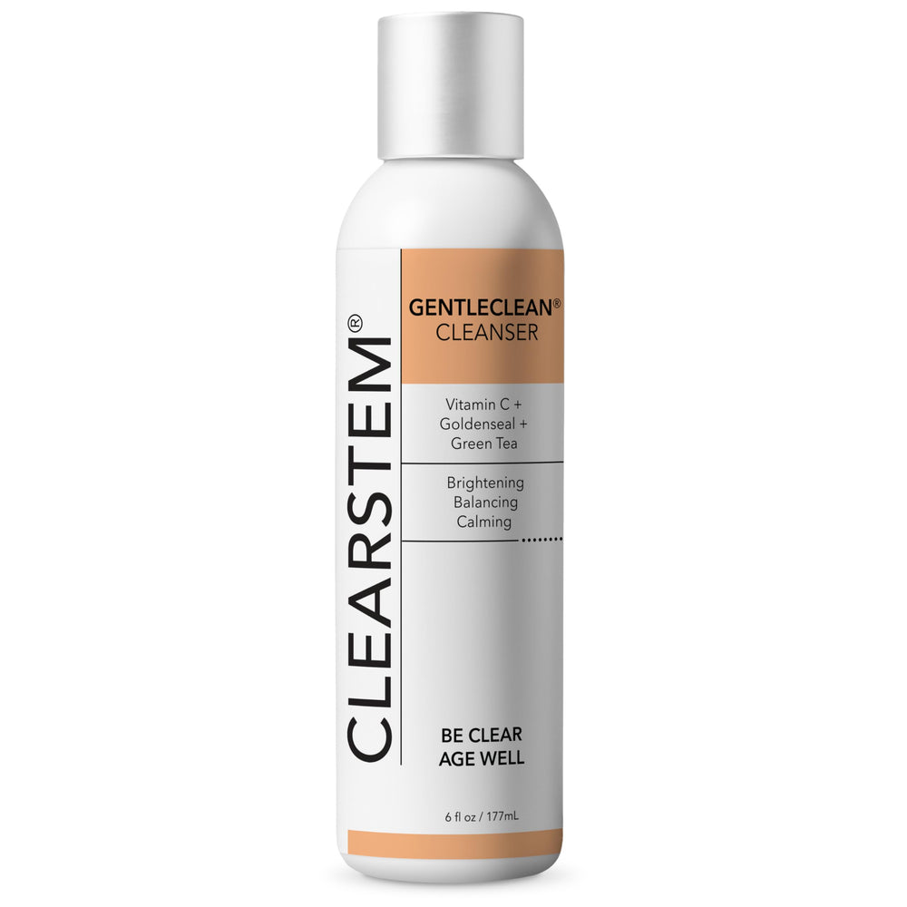 CLEARSTEM GentleClean bottle-front shows vitamin C infusion for gentle cleansing.
