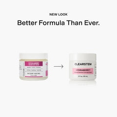 CLEARSTEM Hydraberry ingredients closeup features ceramides and Arnica benefits.