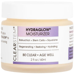 Clearstem Hydraglow bottle-front shows the hydrating stem cell formula for youthful skin