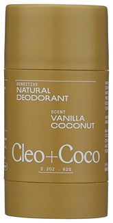 Cleo + Coco Sensitive Deodorant Balm vanilla coconut jar—vegan, aluminum-free freshness for daily wear.