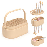 CLESOO makeup cleaner mat front view showcases compact 4-in-1 design for compact setup