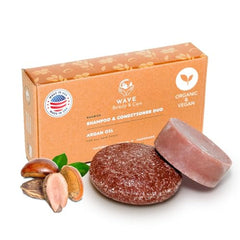Clever Yoga Wave shampoo bar packaging showcases eco-friendly design for travel-friendly care.
