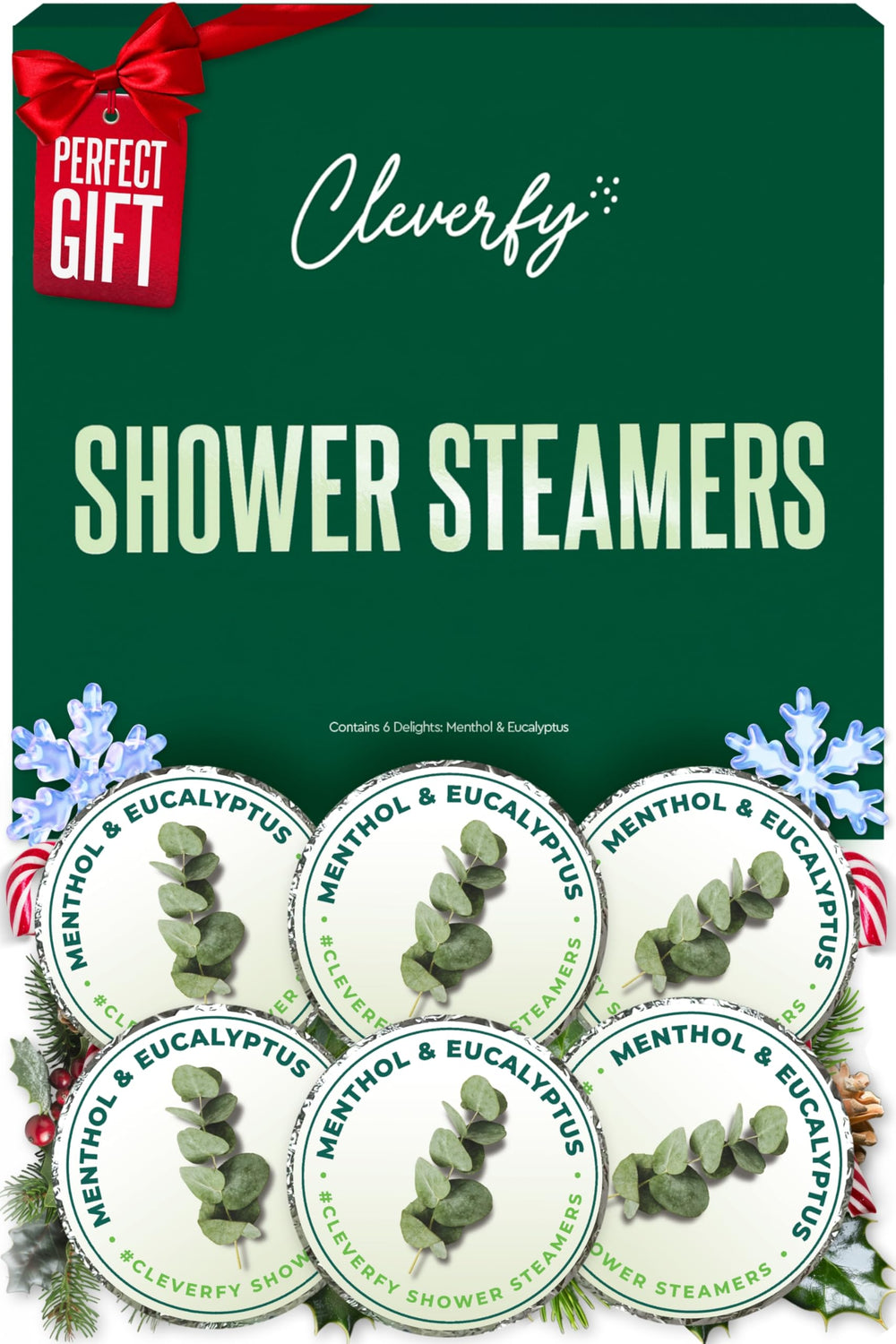 CLEVERFY shower steamer 6-pack ready for gifting and daily rituals