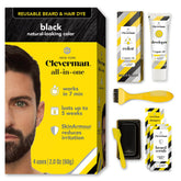 CLEVERMAN black hair & beard dye kit packshot for natural gray coverage at home
