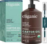 Cliganic Castor Oil 16oz bottle for lash conditioning and brow nourishment.