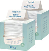 Cliganic Clean Face Towels XL packaging box, eco-friendly packaging for easy disposal.