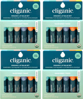 Cliganic Organic Lip Balm Set packaging showing 24 tubes for travel moisture