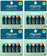 Cliganic Organic Lip Balm Set packaging showing 24 tubes for travel moisture