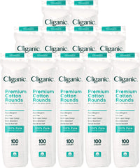 Cliganic Premium Cotton Rounds packaging highlights bulk value for daily makeup removal.