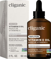 Cliganic Vitamin E oil face bottle promotes nourished, radiant skin.