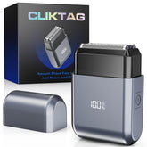 CLIKTAG Mini Foil Shaver close-up of precision foils for a smooth shave on the go