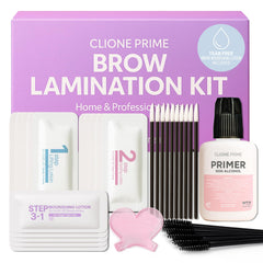 CLIONE PRIME brow lamination kit box shows premium at-home brow solution for salon-like results.