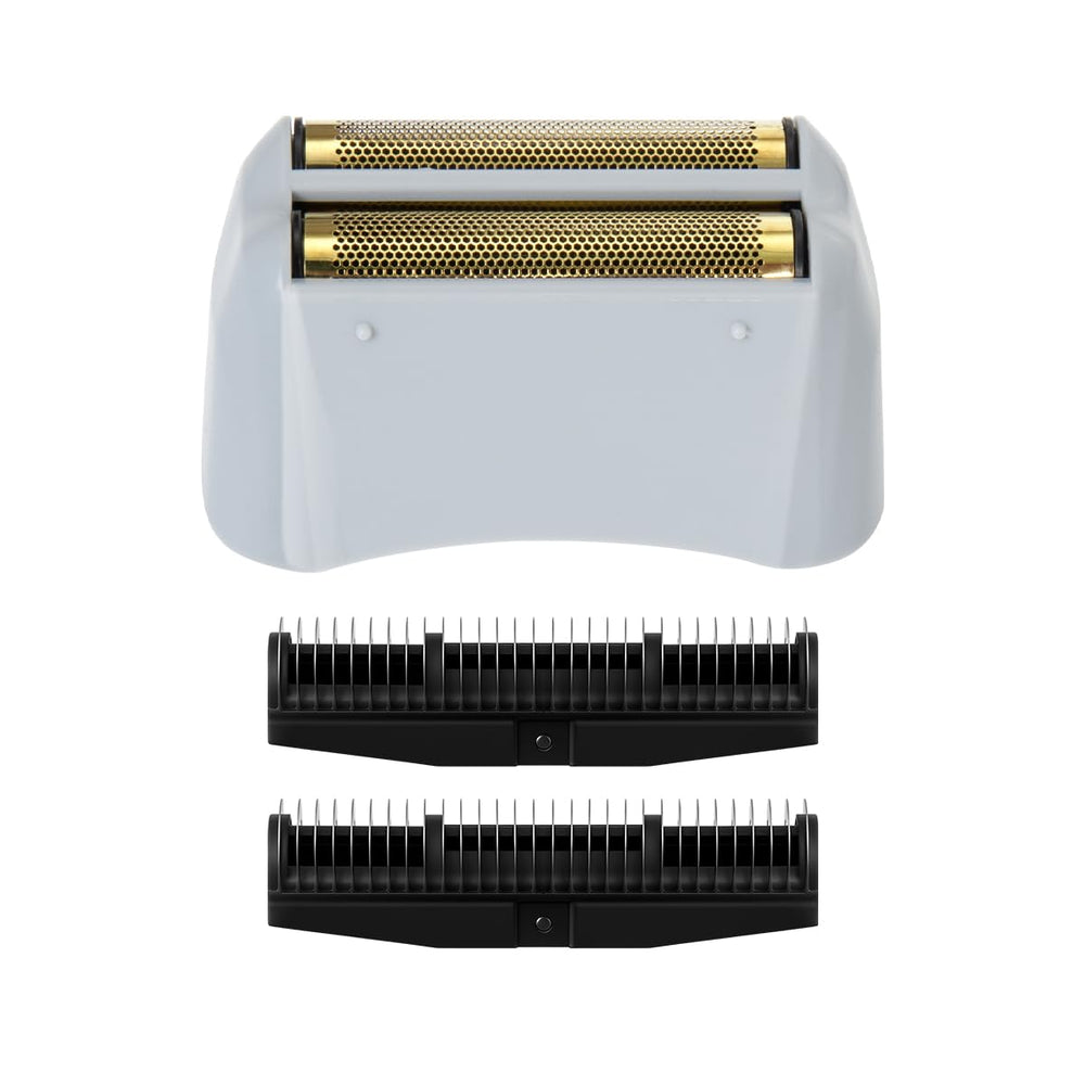 CLIPFIT foil head close-up shows hypoallergenic titanium foil for a gentle shave.