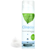 Cliradex Foam bottle closeup for daily eyelid hygiene routine