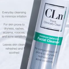 CLn cleanser texture image showing mild, non-irritating formula for sensitive skin.