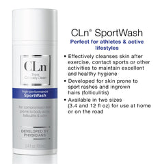 CLn SportWash pump dispenser close-up for quick post-workout cleansing