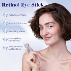 CLNABFR retinol eye stick applying around eyes for smoother look.