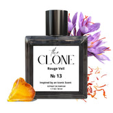 Clone Rouge Veil 13 top-note saffron and jasmine evoke luxurious daytime allure.