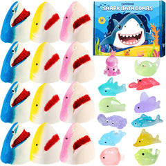 CLOUQUAR shark bath bombs 12-pack front view for colorful bath time fun