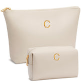 Cloudwings initial makeup bag beige with monogram for personalized gift ideas