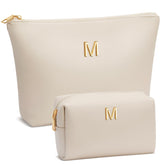 CloudWINGS initial makeup bag beige with monogram for chic gifting