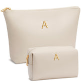 CLOUDWINGS initial makeup bag front showing monogram for personalized chic look