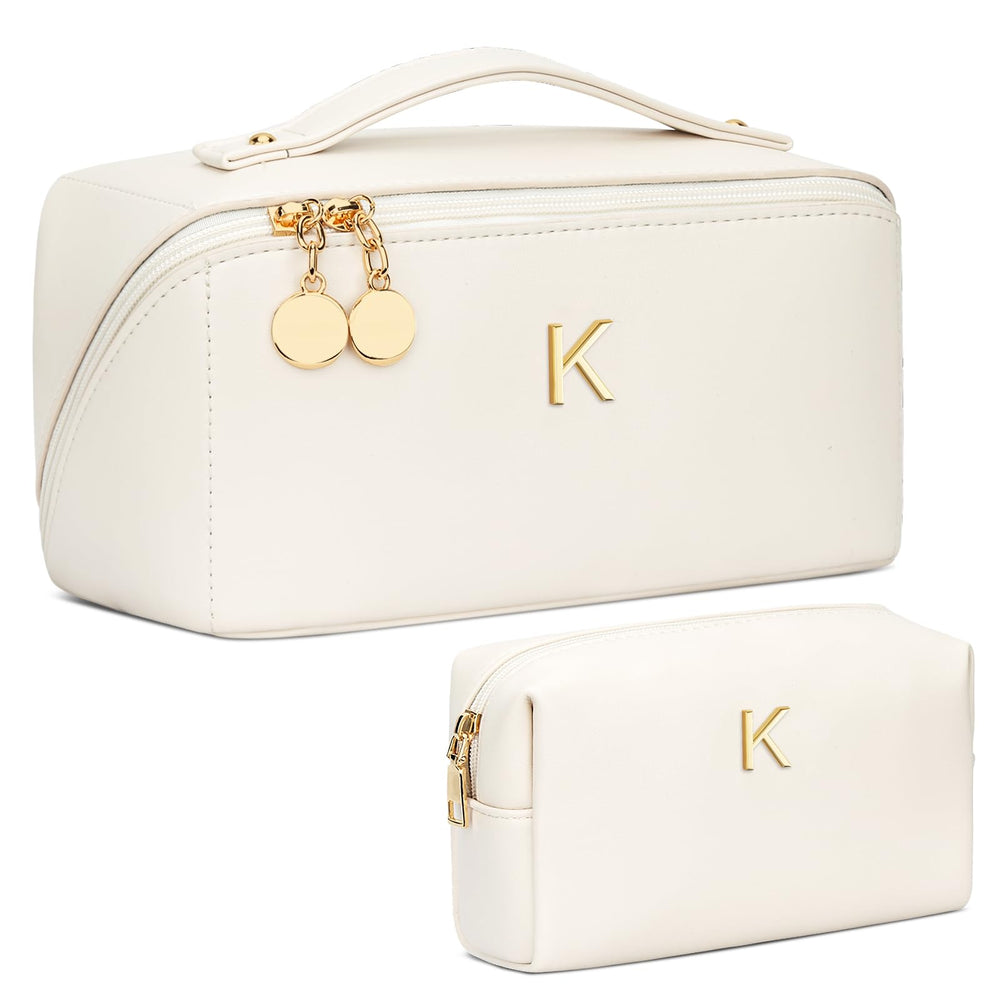 CloudWings initial makeup bag front view with personalized initials for a stylish gift