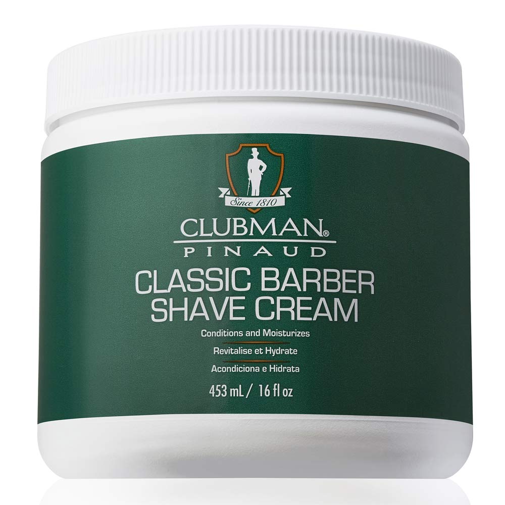Clubman Pinaud Classic Barber Shave Cream lather: rich protection for a smooth shave.