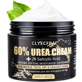 Packaging closeup of Clyecfra 60% Urea Cream signals premium hydration for dry skin routines.