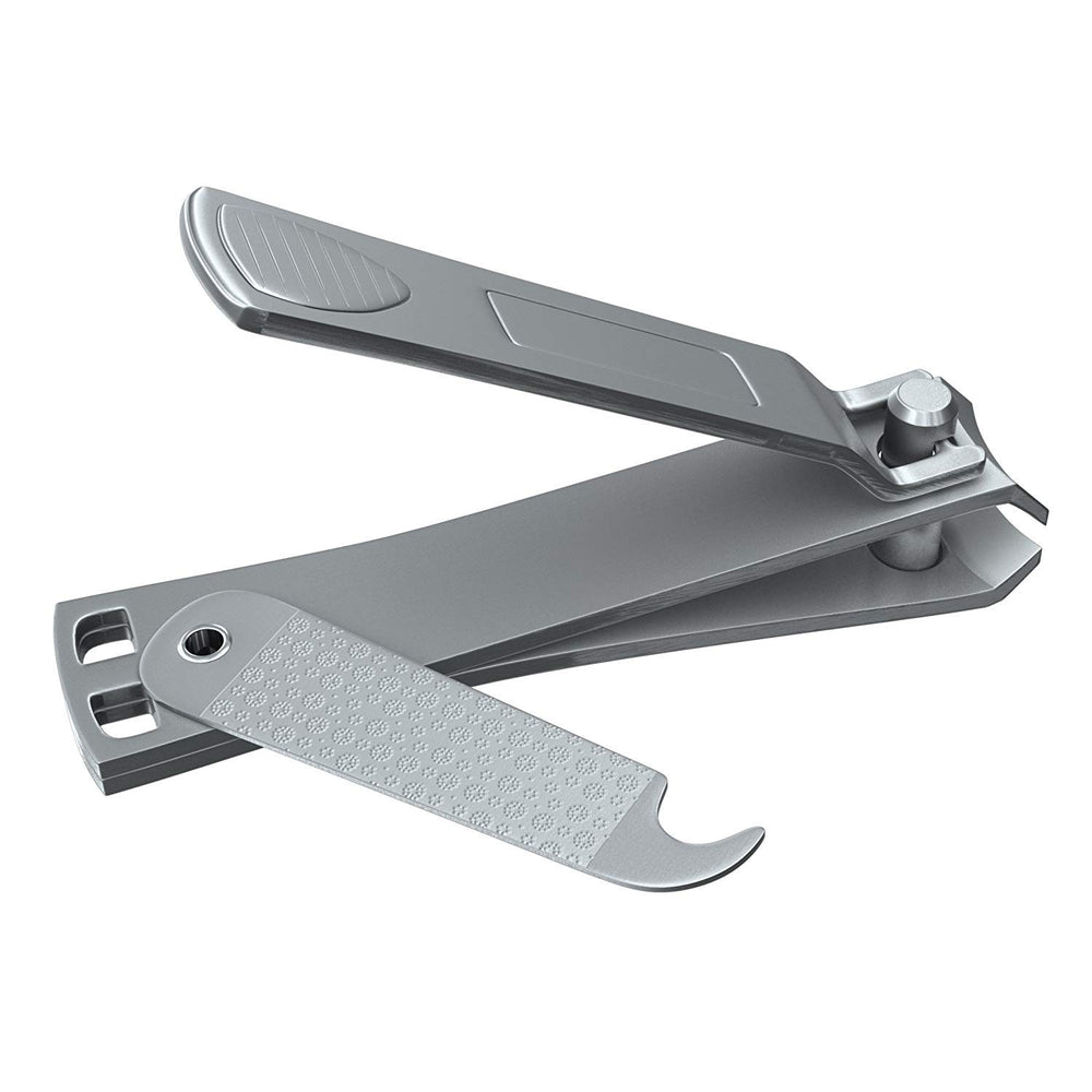 Clyppi nail clippers with wide easy-press lever for comfortable grip in wet conditions.